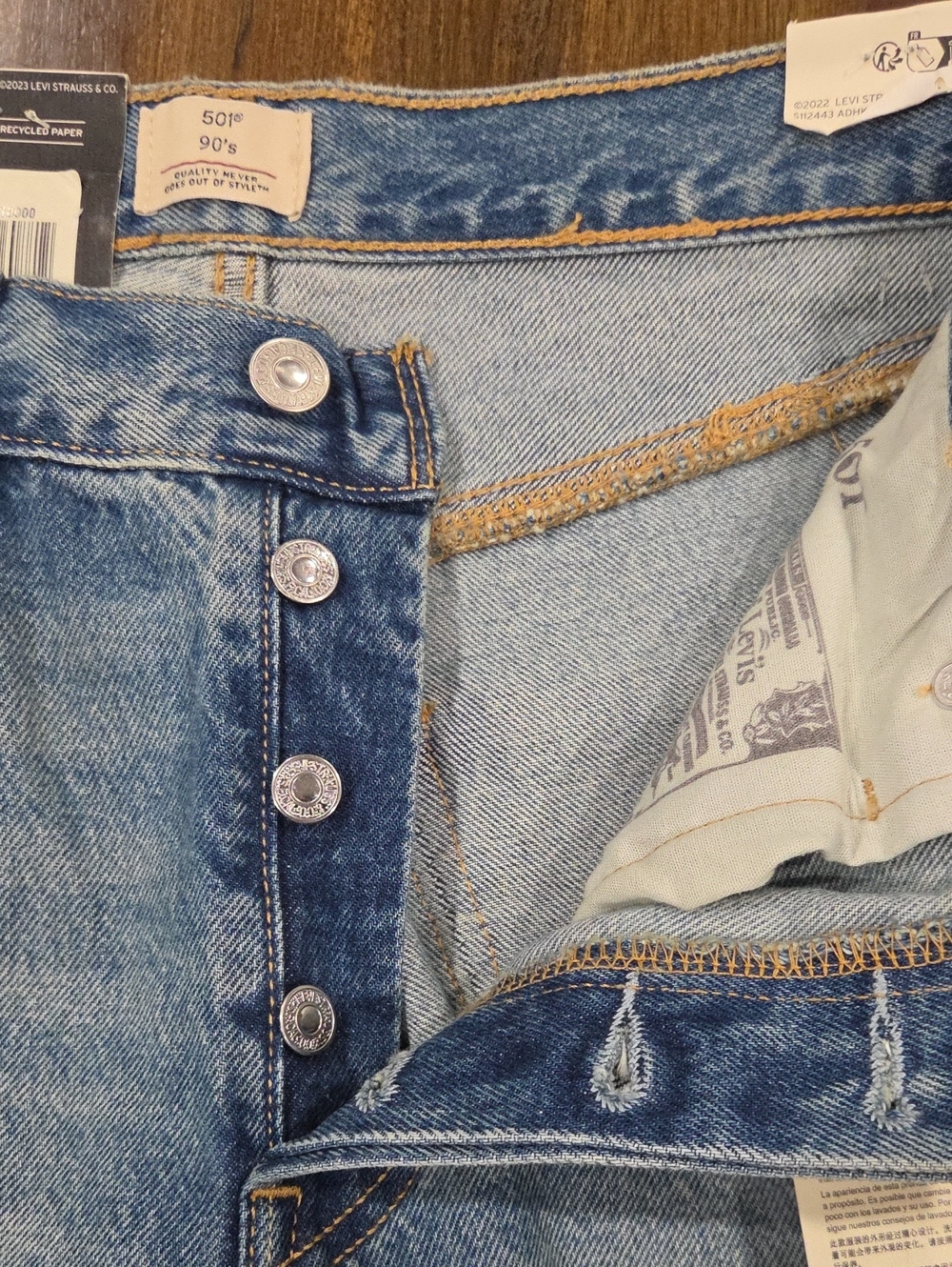 Levi's 501 '90s Western Chaps Denim Jeans - Picture 7 of 9
